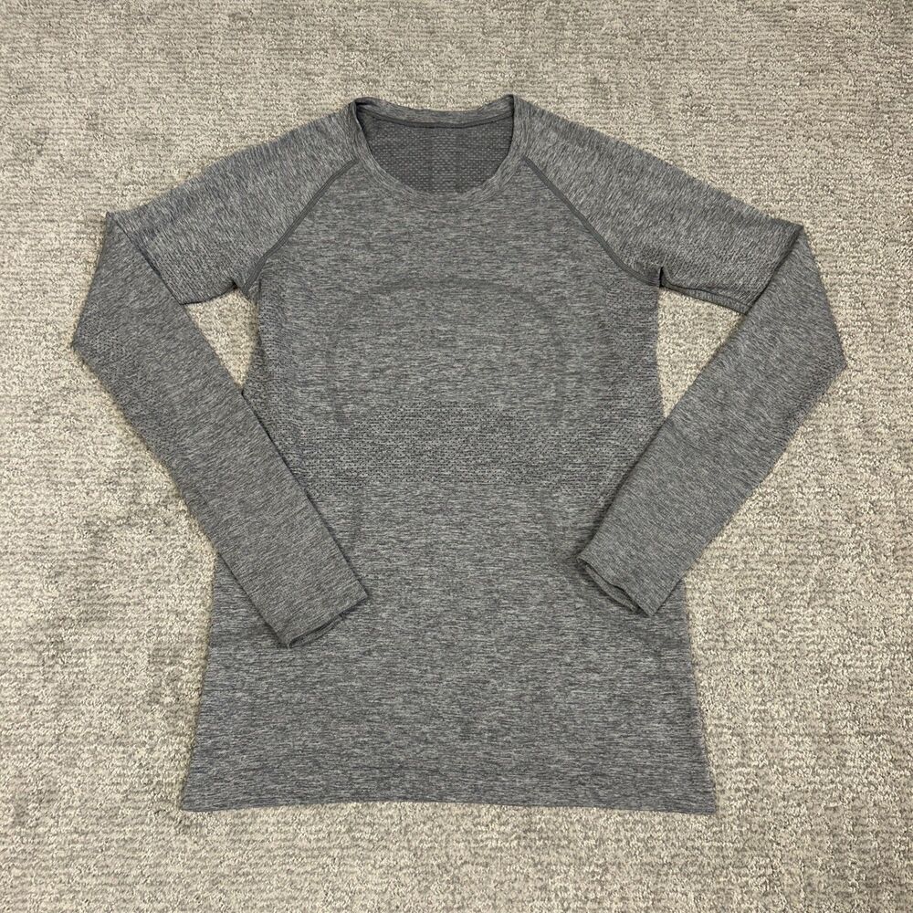 Lululemon Swiftly Tech Shirt Long Sleeve Womens 8 Gray Top Athletic Stretch